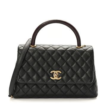 CHANEL Caviar Lizard Embossed Quilted Small Coco 